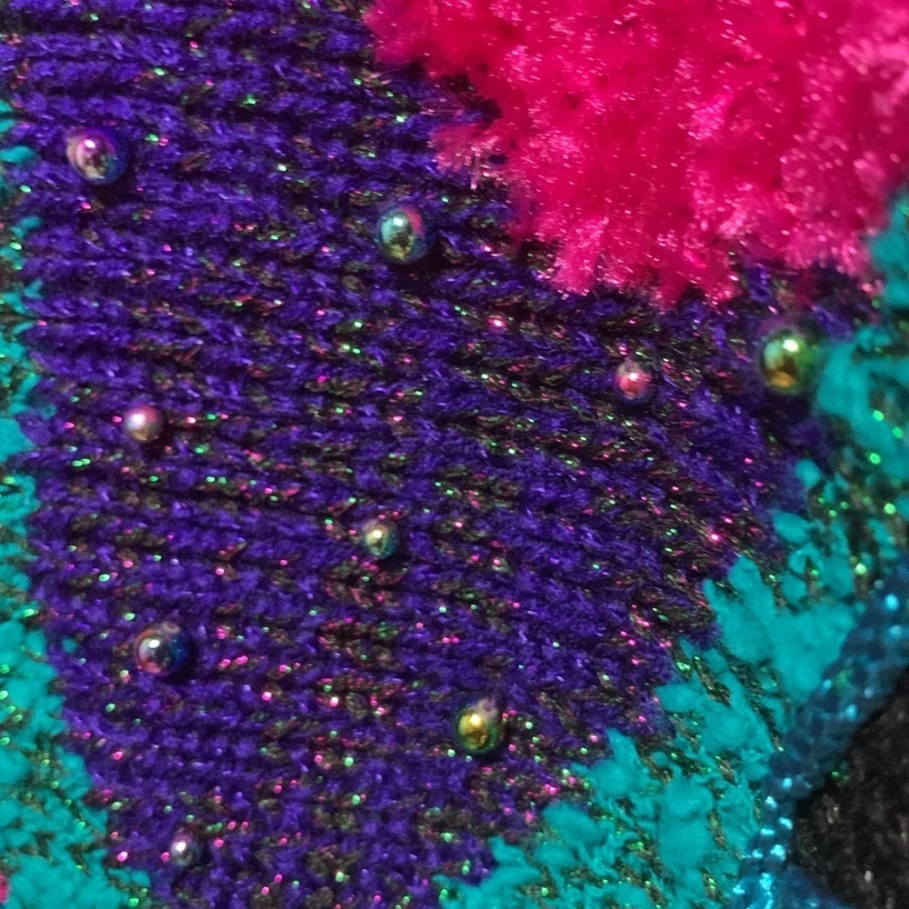 Vintage 80s 90s  Colorful Floral Women's Sweater Beaded Details Small/Medium - Picture 17 of 17